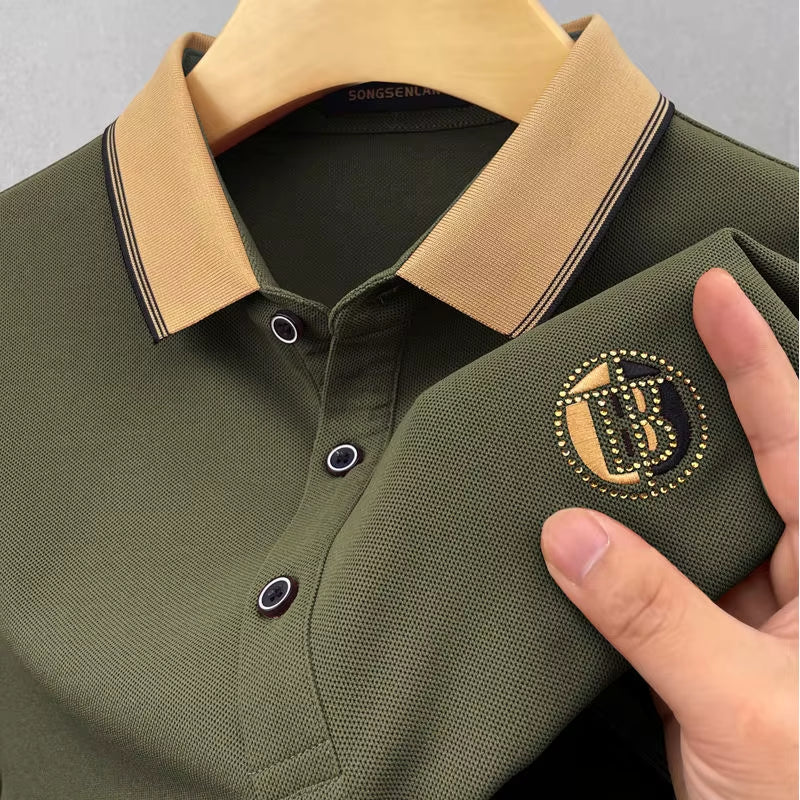 Summer Men'S Short-Sleeved T-Shirt Casual Business Fashion Loose Lapel Embroidered POLO Shirt Breathable Men'S Shirt