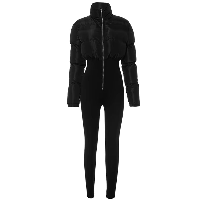 K23JP575 Thick One Piece Jumpsuit Winter 100% Cotton Warm Puffer Jumpsuits Solid Women Breathable Jumpsuit
