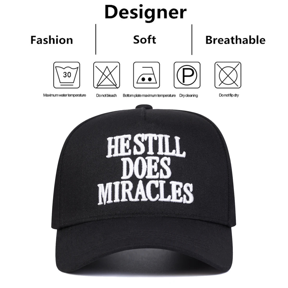 Unisex HESTILL DOES MIRACLES Embroidery Baseball Caps Spring and Autumn Outdoor Adjustable Casual Hats Hip Hop Hat Sunscreen Hat
