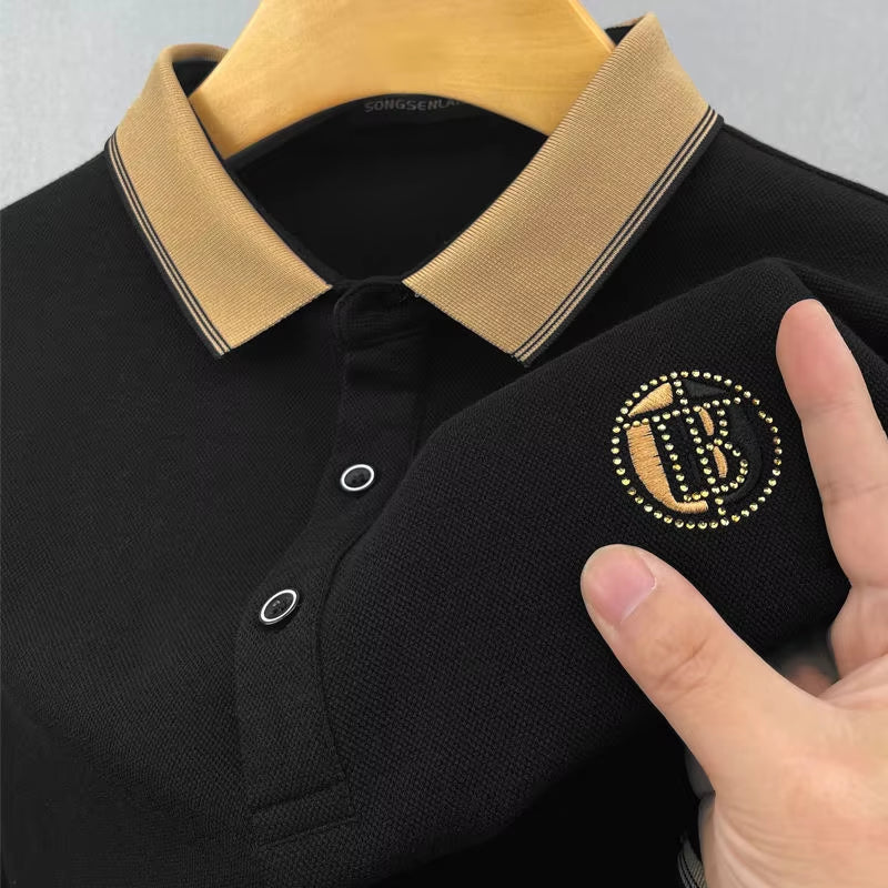 Summer Men'S Short-Sleeved T-Shirt Casual Business Fashion Loose Lapel Embroidered POLO Shirt Breathable Men'S Shirt