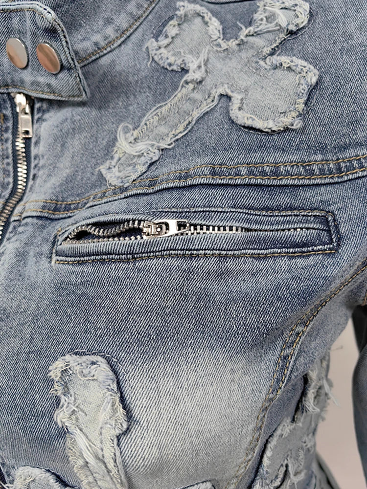 Denim Cross Skirt Set