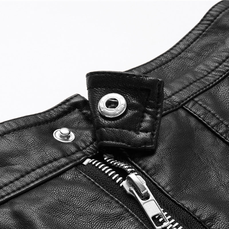 High Waisted Black Leather Skirt