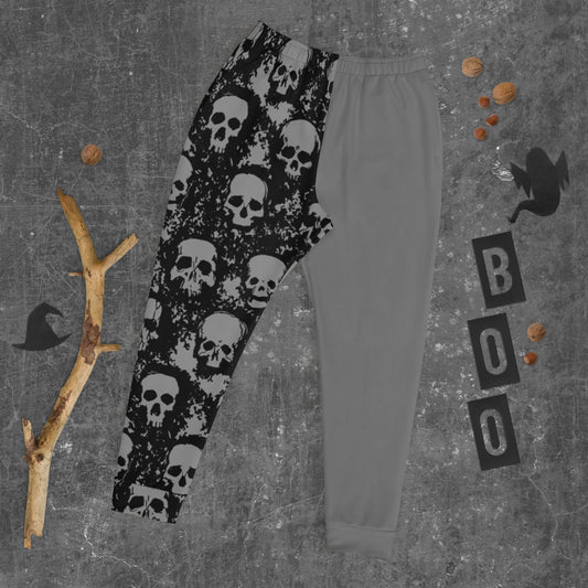 Skull Print Half Grey Men's Joggers