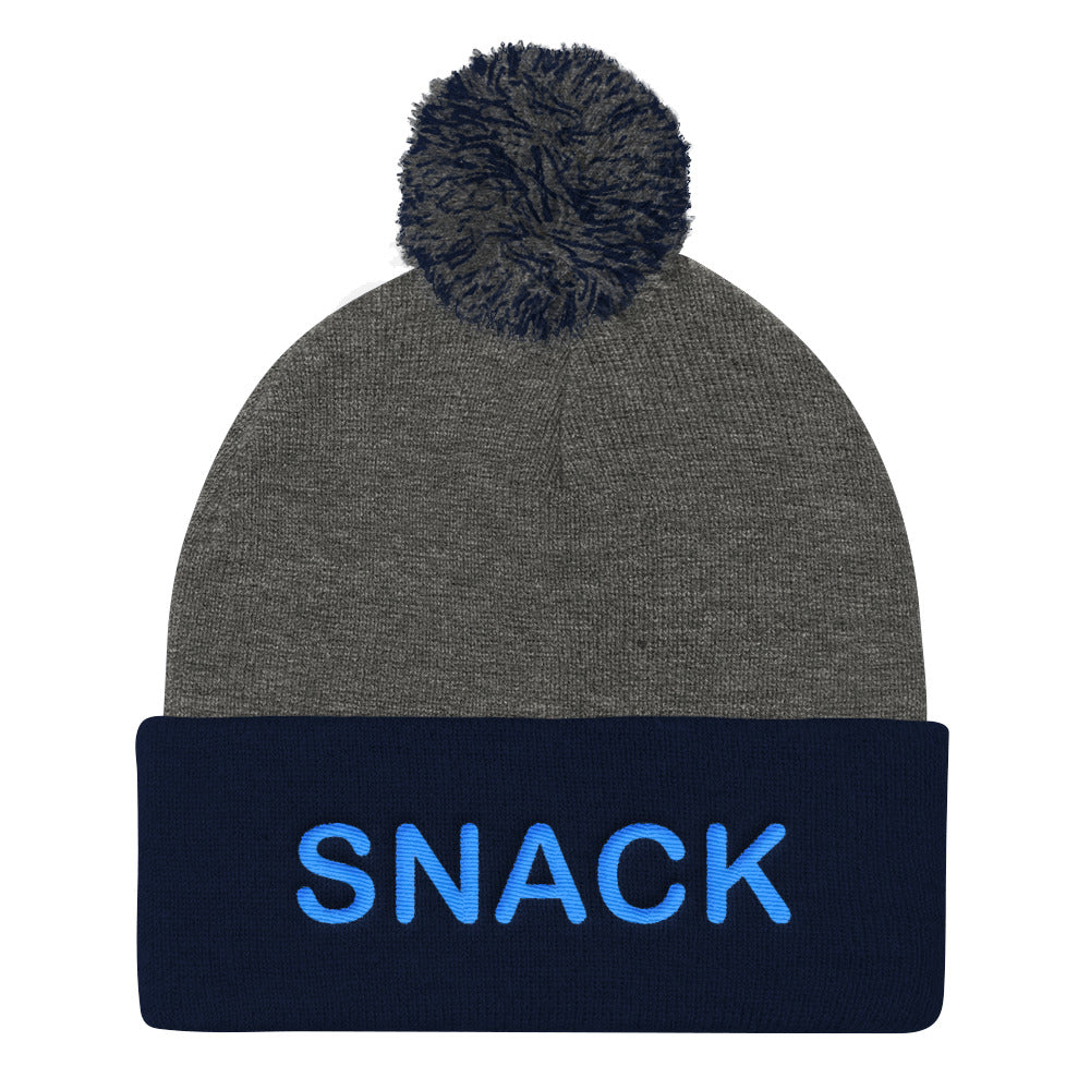 Snack Pom Beanie (blue embroidery)